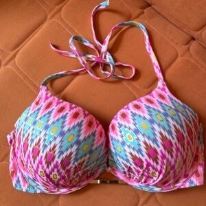 Victoria's Secret Pink Multicolor Ikat bombshell add 2 cups Push-Up Bikini Top